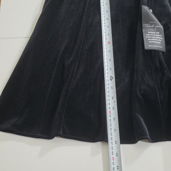 Adrianna Papell Velvet Dress Womens 14 Black Beaded Embellished Collar Stretch - Picture 7 of 16